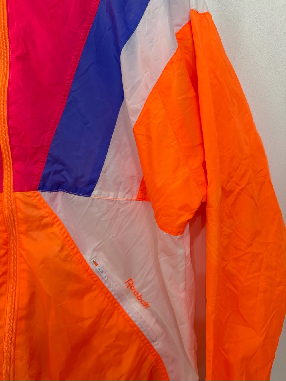 VTG Reebok Sport Spell Out Neon Windbreaker Jacket 90s Vaporwave Pink Womens M - Picture 2 of 8